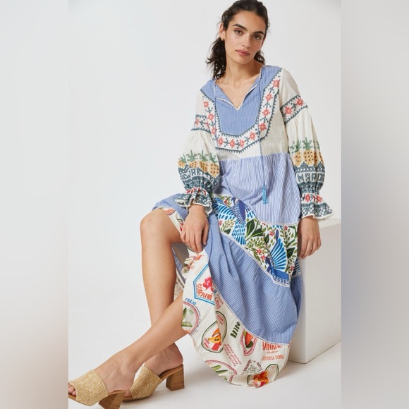 🍍FARM Rio Pineapple Beach Embroidered Maxi Dress - Picture 7 of 9